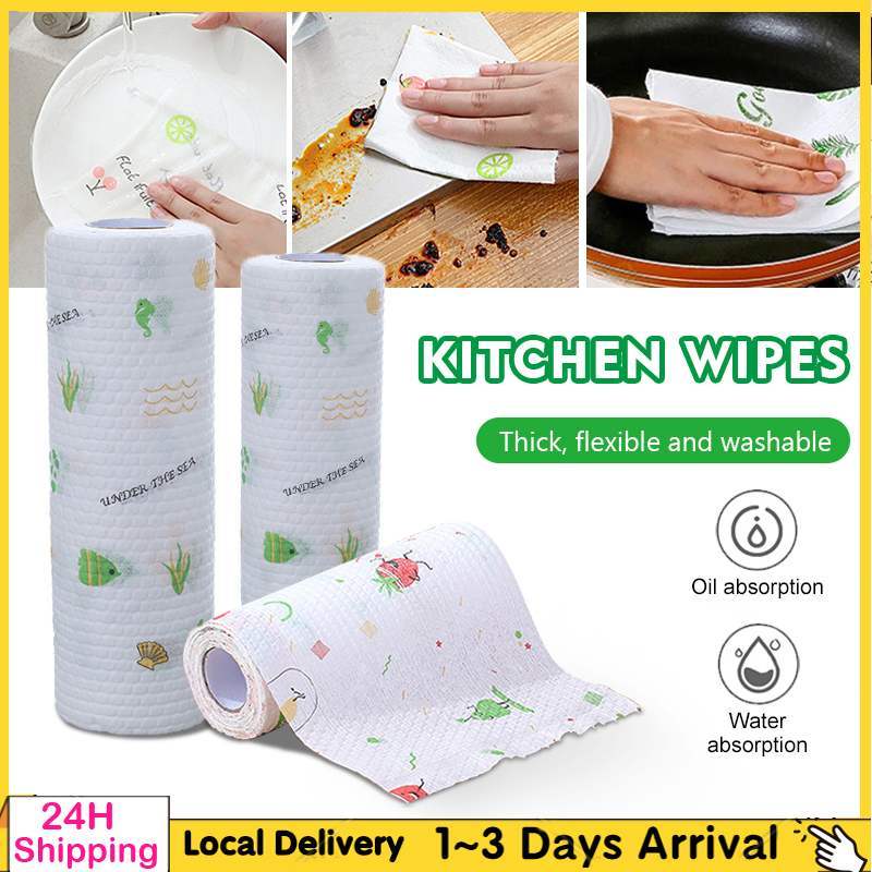 🔥48pcs Kitchen Cleaning Lazy Rag Extra Thick Disposable Washable Dry ...