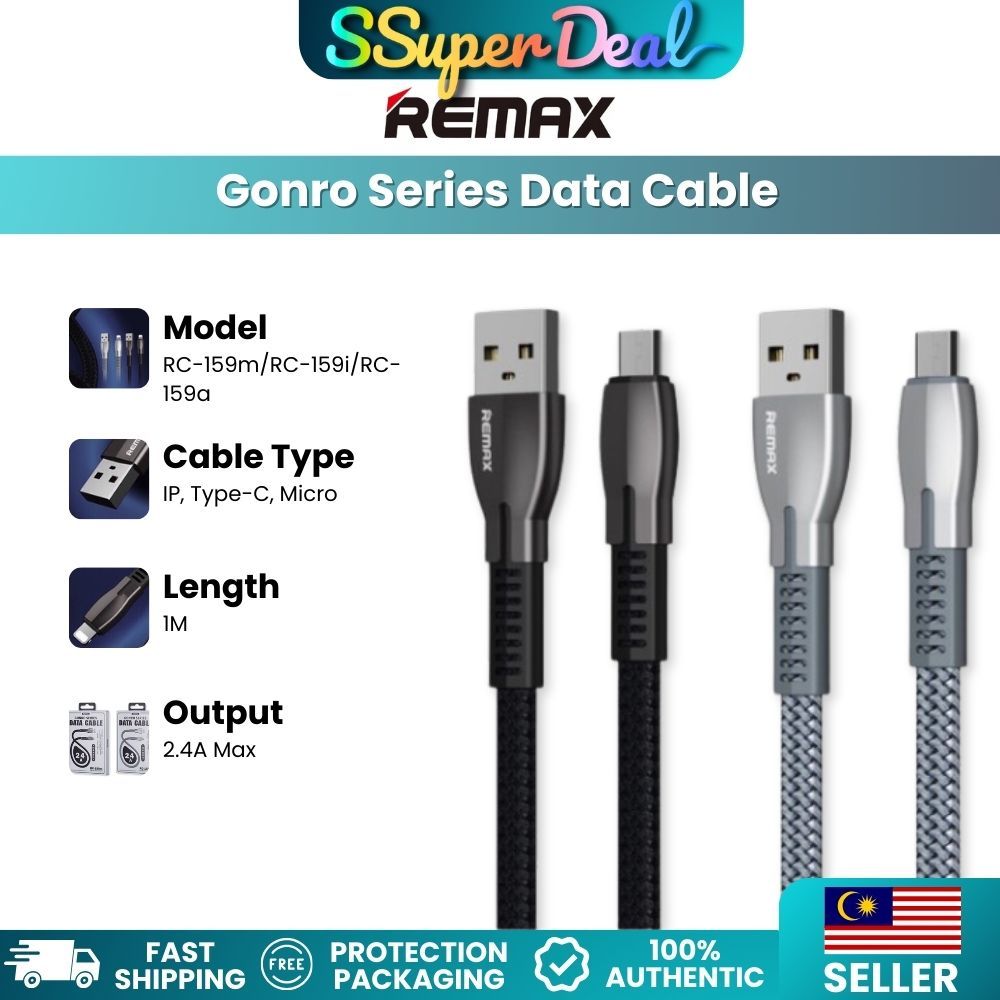 Remax Gonro Series RC-159m/RC-159i/RC-159a Micro Type-C IP Data Cable ...