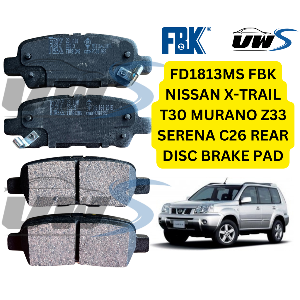 FD1813MS FBK NISSAN X-TRAIL T30 MURANO Z33 SERENA C26 REAR DISC BRAKE ...