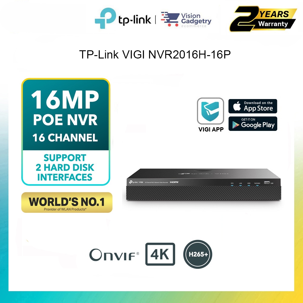 TP-Link VIGI NVR2016H-16P VIGI 16 Channel PoE+ Network Video Recorder ...
