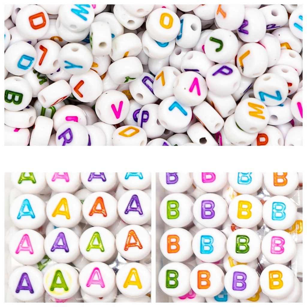 💥Ready Stok🇲🇾 10 Gram Abjad Beads Bulat Khusus Huruf A to Z (Putih ...