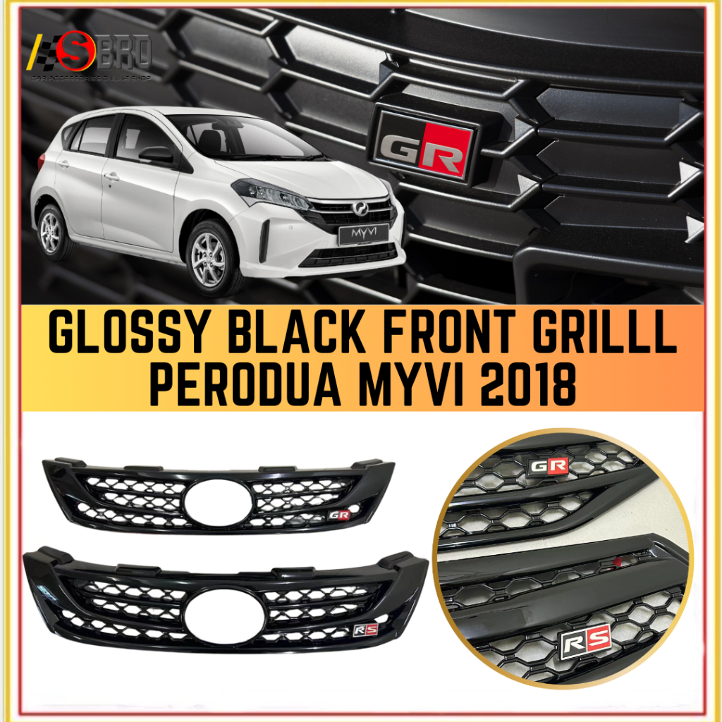 Perodua Myvi 2018 Front Grill Glossy Black (Mini Cooper Style) RS/GR