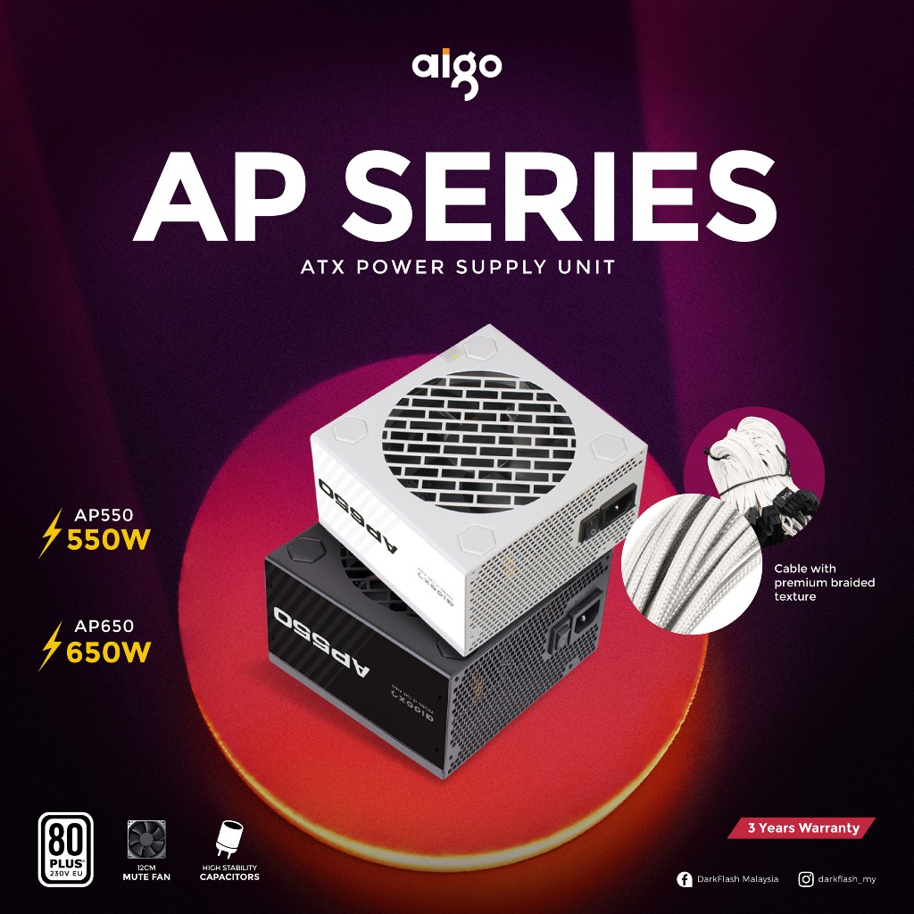 Aigo VK550 Black Cable | AP550 | AP650 Black and White Braided Texture ...