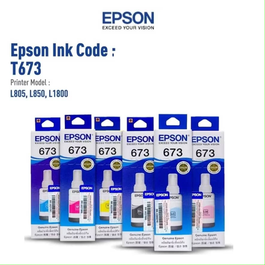 EPSON ORIGINAL INK 673 T673 SERIES FOR PRINTER L800, L805, L810, L850 ...