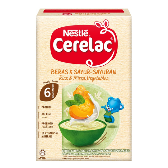 NESTLE Cerelac Rice Chicken Mixed Fruits Vegetables Wheat Banana Prune ...