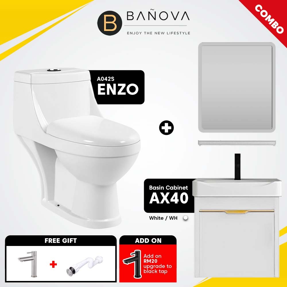 [COMBO SET] BANOVA Bathroom Basin Cabinet Ceramic Sink Kabinet + BANOVA ...