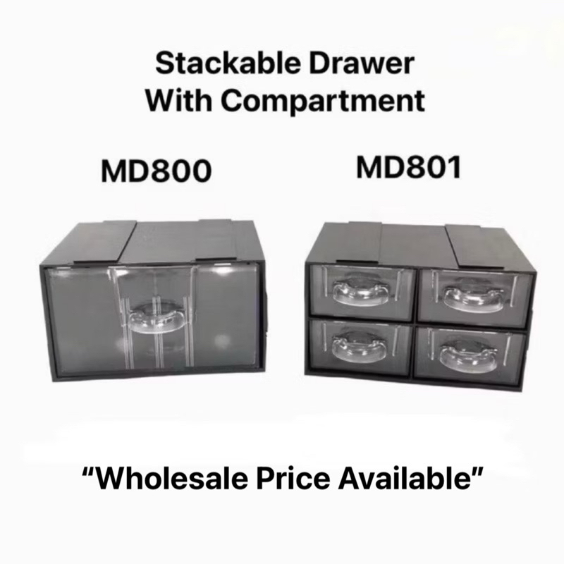 MD800 MD801 Stackable Plastic Small Item Drawer With Partition Divider ...