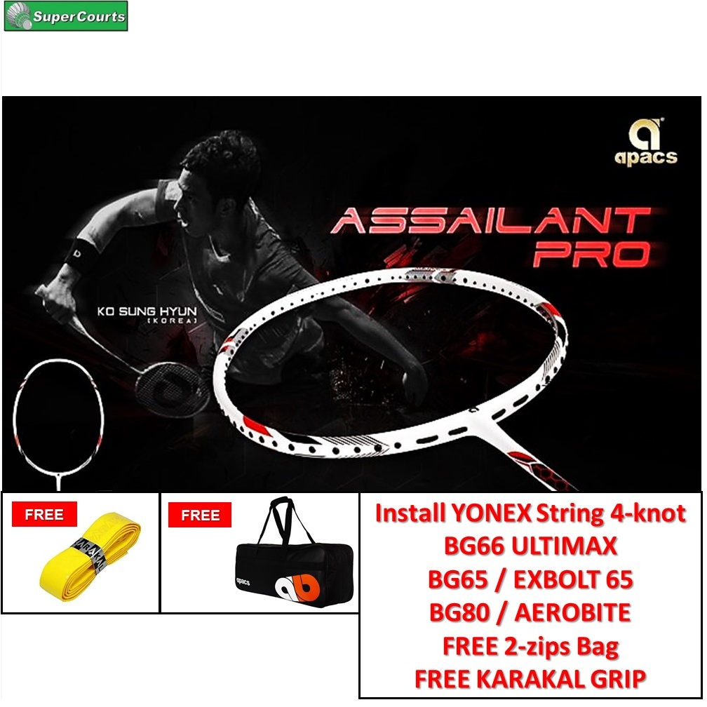 (ORIGINAL) Apacs Assailant Pro【Install Yonex String 4-knot+Foc 2-zips ...