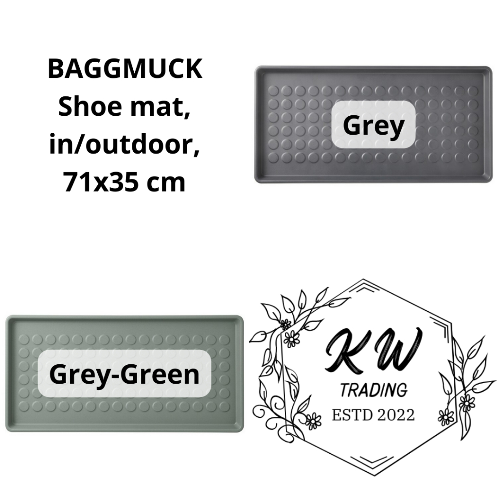 BAGGMUCK Shoe mat, in/outdoor/grey-green, 71x35 cm - IKEA