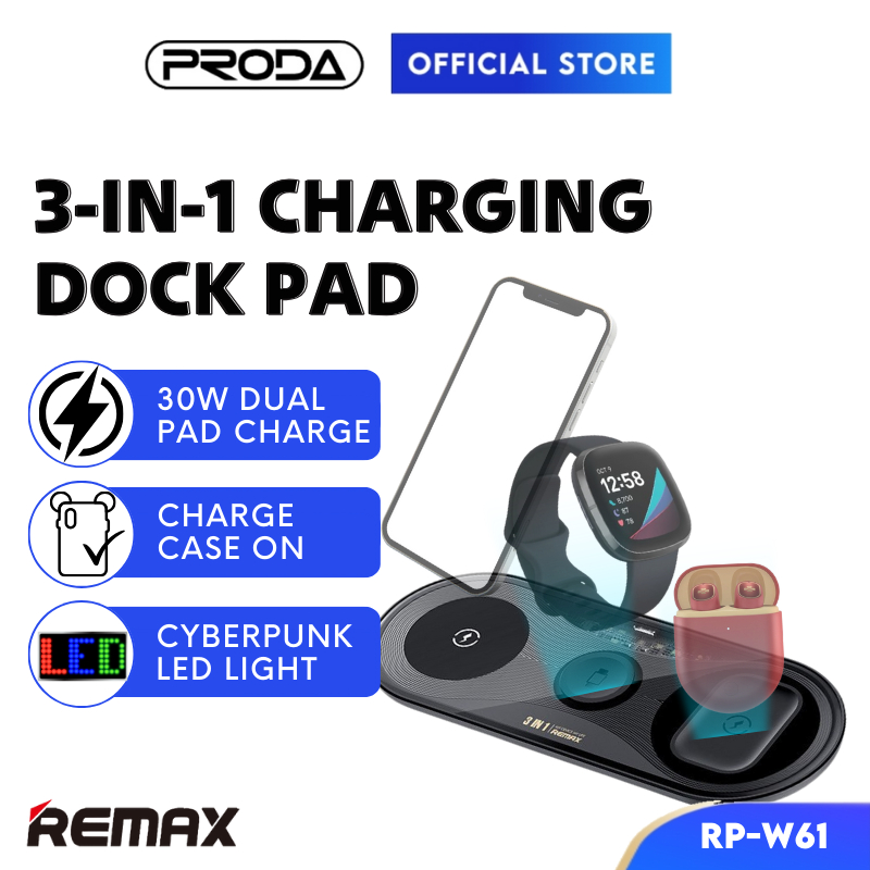 REMAX Wireless Charger 3 In 1 Wireless Charger Pad 15W Charger Wireless ...