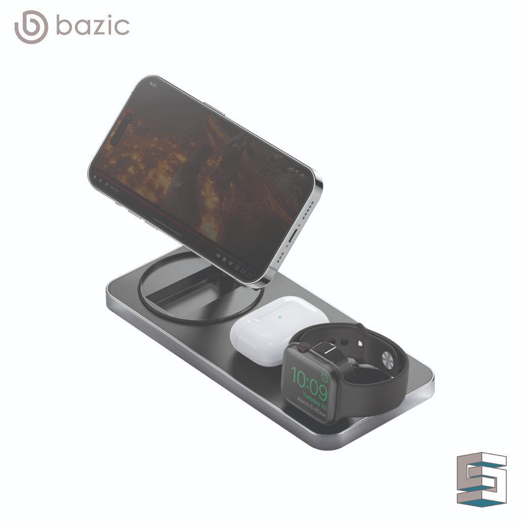Energea Bazic GoMag Station 3-in-1 wireless charging stand Black ...