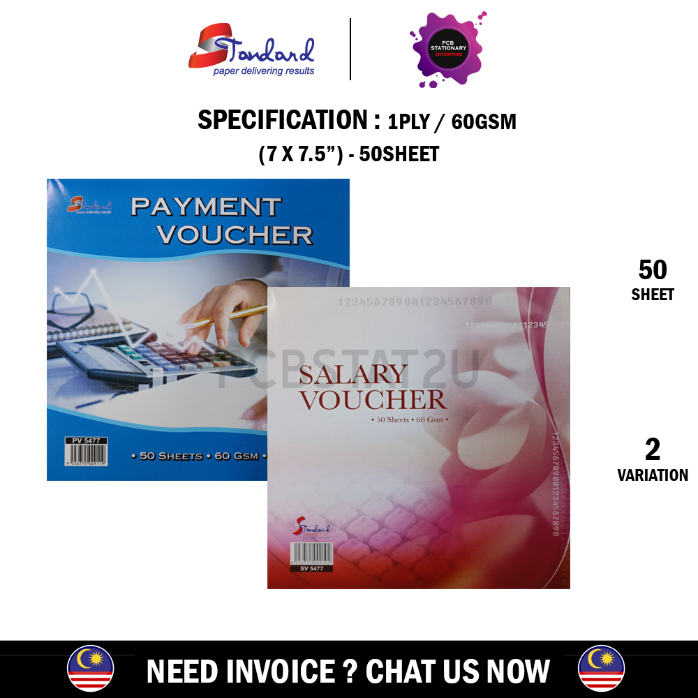 Payment Voucher / Salary Voucher / General Cash Voucher NCR Tunai / Slip Gaji 2ply X 50 Sets