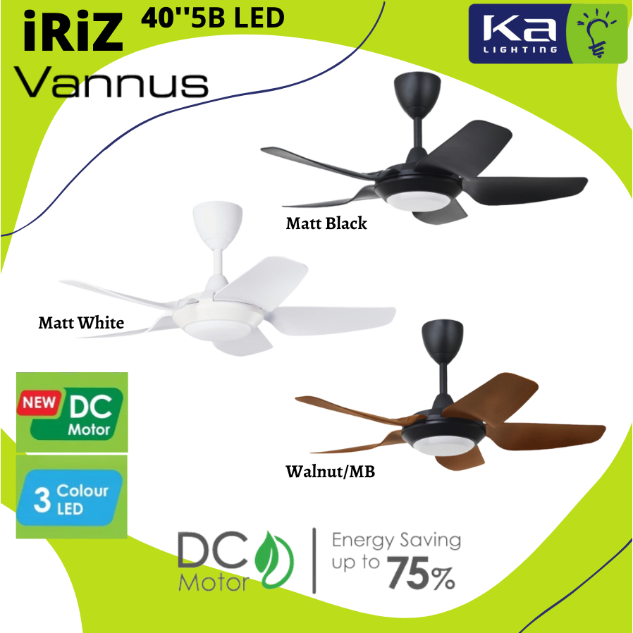 Alpha Vannus iRiZ LED Ceiling Fan 40" DC Motor 5 Blade with Remote