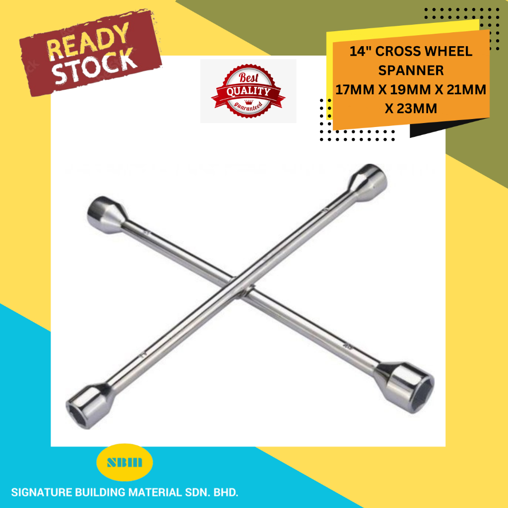 Utoolmart 14-Inch 4-Way Lug Wrench - 17mm 19mm 21mm 23mm Socket Tire Repair Tool