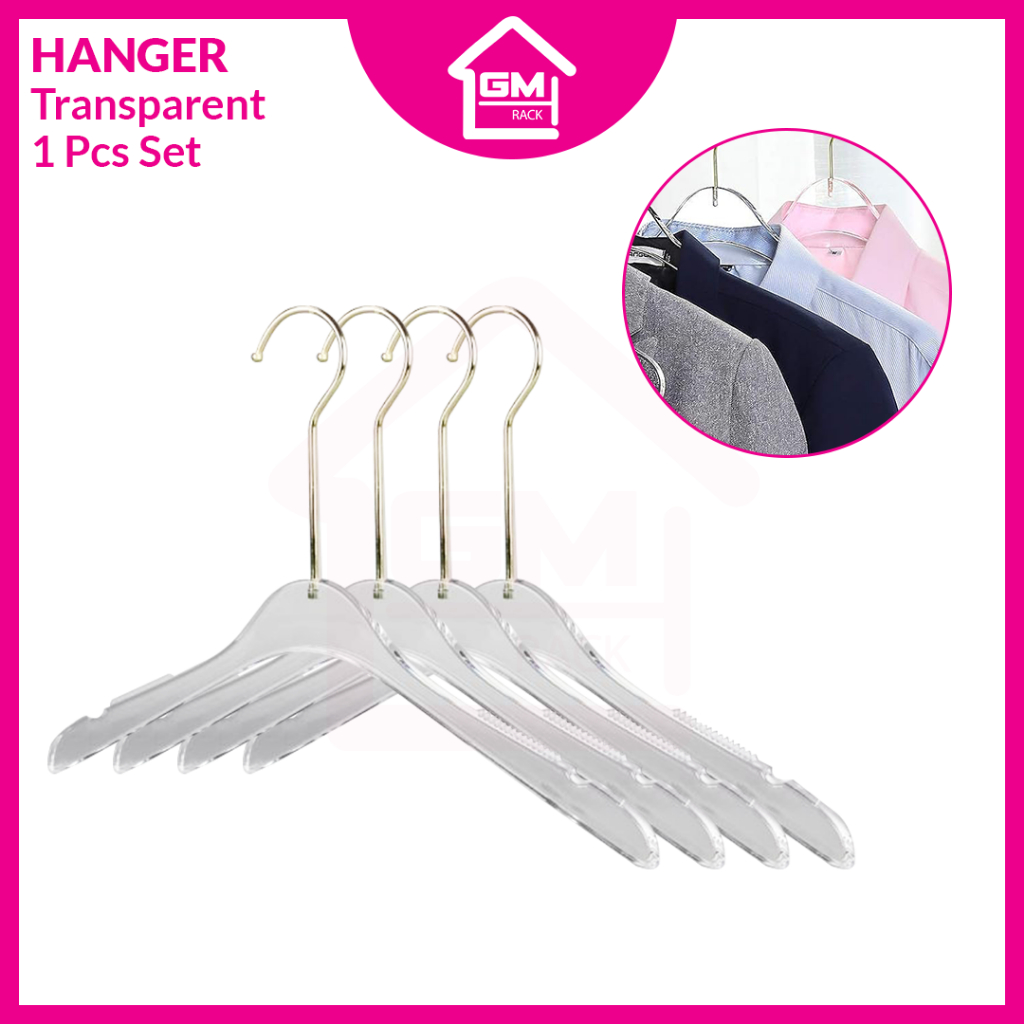 [GMRACK] HANGER ACRYLIC BAJU/ HANGER TRANSAPRENT/ANTI SLIP HANGER BAJU ...