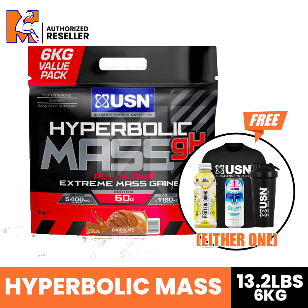 USN Hyperbolic Mass Gainer Gh 6 kg + Free Shaker/Tshirt ( halal