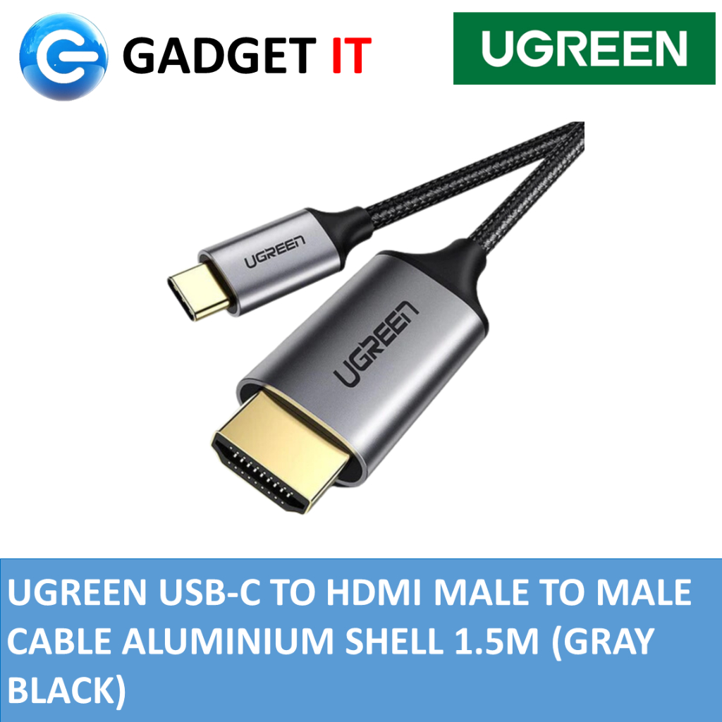 UGREEN USB-C TO HDMI MALE TO MALE CABLE ALUMINIUM SHELL 1.5M (GRAY BLACK)  MM142-50570 MM142 50570