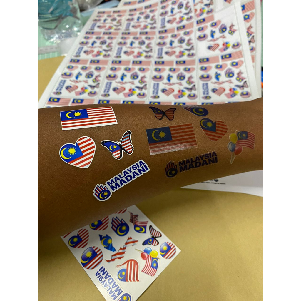 Sticker Tatoo Merdeka Transparent dan Putih Kalis Air | Shopee Malaysia
