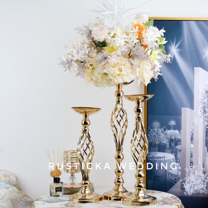 Creative Hollow Gold Metal Candle Holder Wedding Table Centerpiece ...