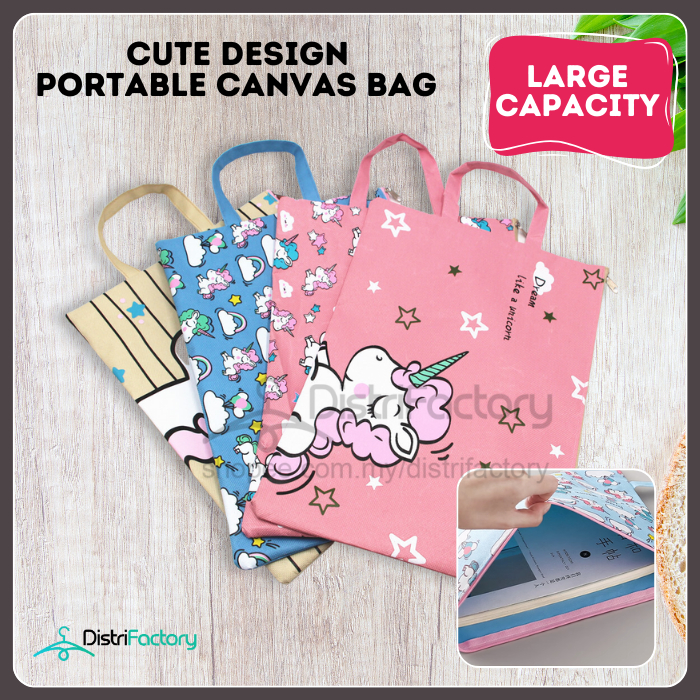 Large Capacity A4 File Bag Student Tote Bag Oxford Canvas Information ...