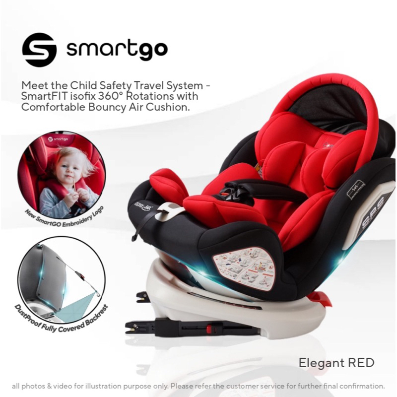 JPJ MIROS Approved 🔥BEST DEAL🔥 SMARTGO ISOFIX 360 spin car seat
