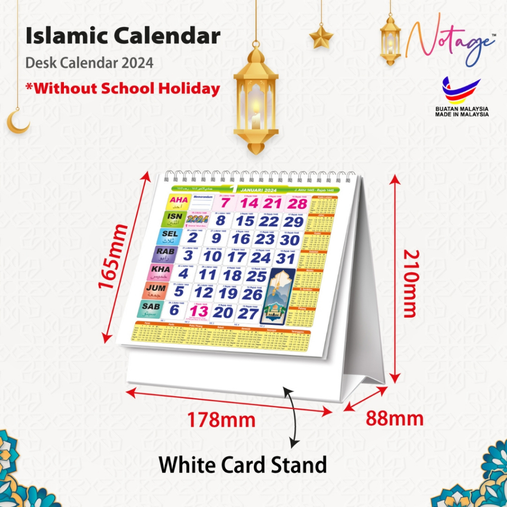 Year 2024 Kalendar Hijrah Table Calendar Desktop Flip Calendar Islamic