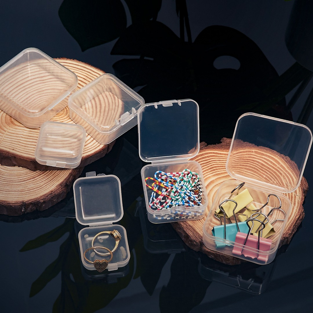 (5pcs) Plastic SQUARE Transparent Storage Box with Hinged Lid | Storage ...