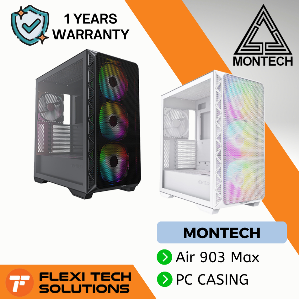 Flexi Tech MONTECH Air 903 Max Mid-Tower E-ATX Black & White PC Desktop ...