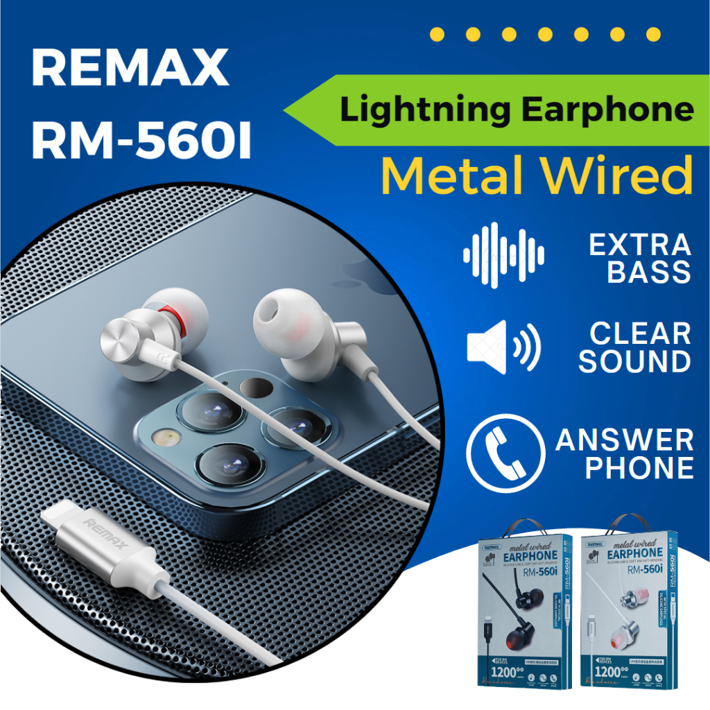 REMAX Earphone for iPhone Gaming with Built-In Mic Music Calling Metal ...