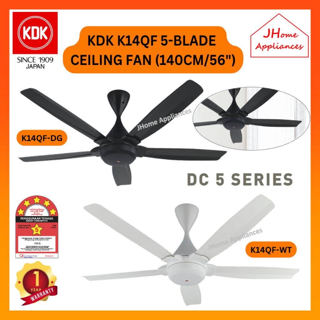 KDK K14QF DC5 CEILING FAN ( 140CM / 56" INCH ) K14QF-WT (WHITE) K14QF ...