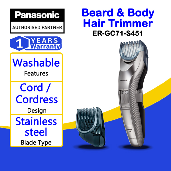 PANASONIC ER-GC71 HAIR, BEARD & BODY HAIR TRIMMER ER-GC71-S451 | Shopee ...