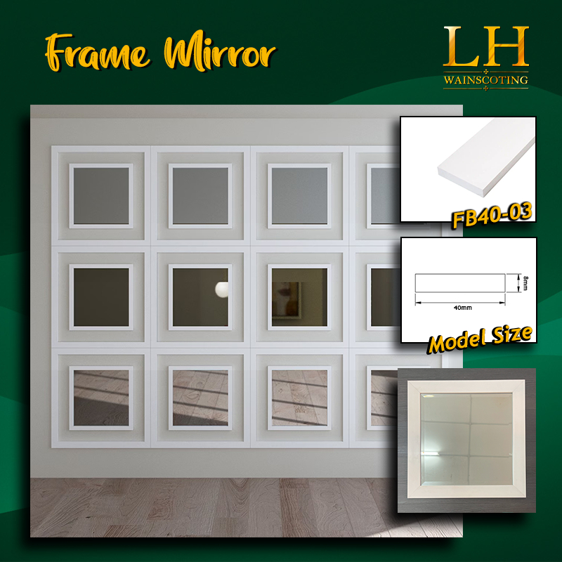 DIY Wainscoting Mirror Frame 30cmx30cm Frame PS Wainscoting Siap Potong