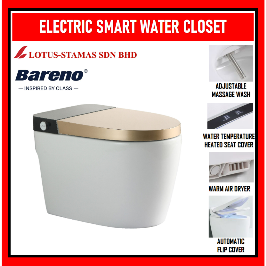 BARENO 16002 ONE PIECE TANKLESS ELECTRIC SMART WC WATER CLOSET WITH