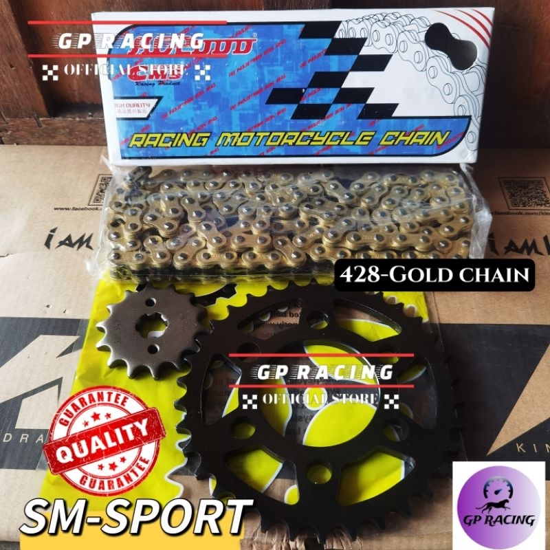 Sm sport Sprocket set 428 CMS Gold chain SMsport SPOKET set "GP RACING