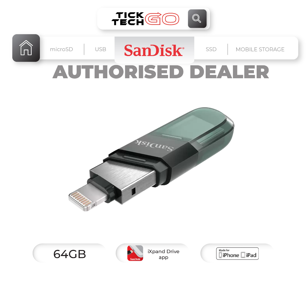 SanDisk iXpand Flash Drive Flip 128GB 256GB Lightning iPhone