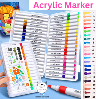 Acrylic Paint Marker Pens 48Pcs, Dual Tip Pens with Soft Tip and Hard Tip,  Fine