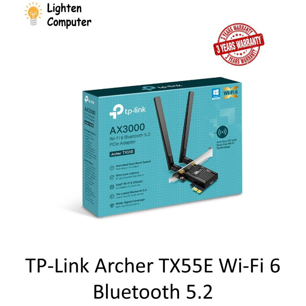 TP-Link Archer TX55E - TPLINK AX3000 Wi-Fi 6 Bluetooth 5.2 PCIe Adapter ...