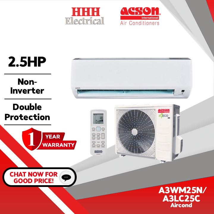 ACSON R32 Non-Inverter Air Conditioner A3WM25N/A3LC25C 2.5HP AVO Series ...