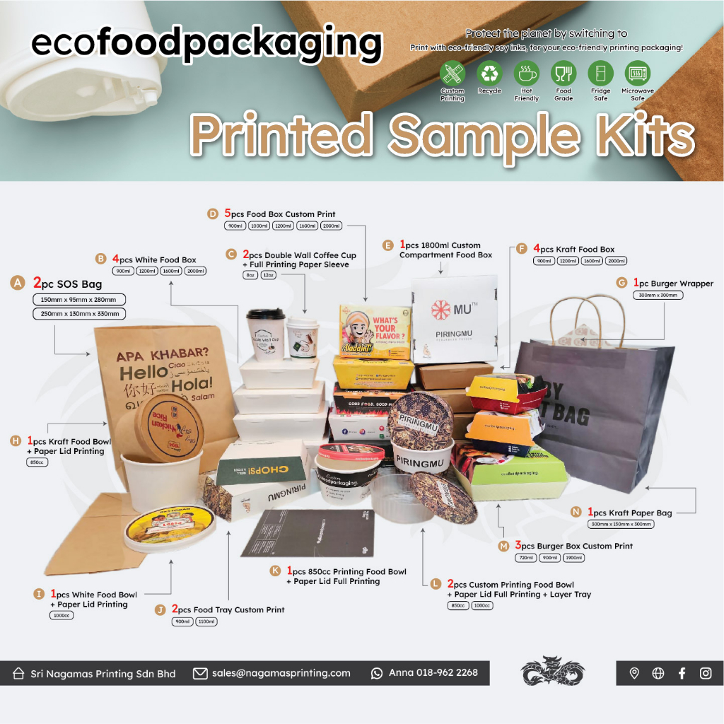 ecofoodpackaging. FULL SET SAMPLE with Print & without Printing ...