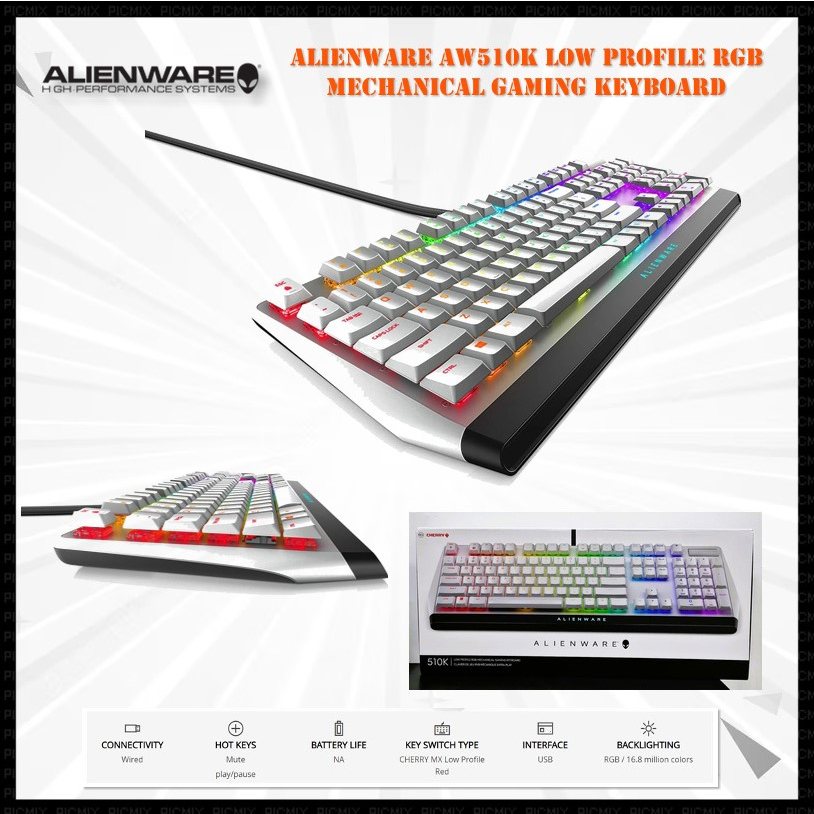 ORIGINAL ALIENWARE AW510K LOW PROFILE RGB MECHANICAL GAMING KEYBOARD