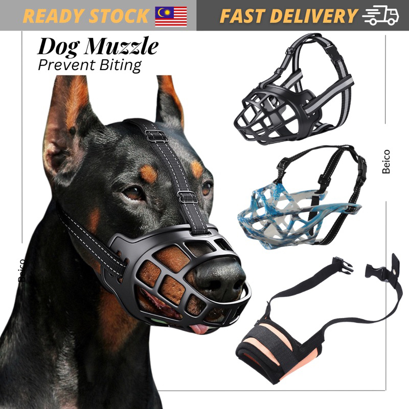 Dog Muzzle, Silicone Basket Muzzle for Small Medium Large Dogs, Soft