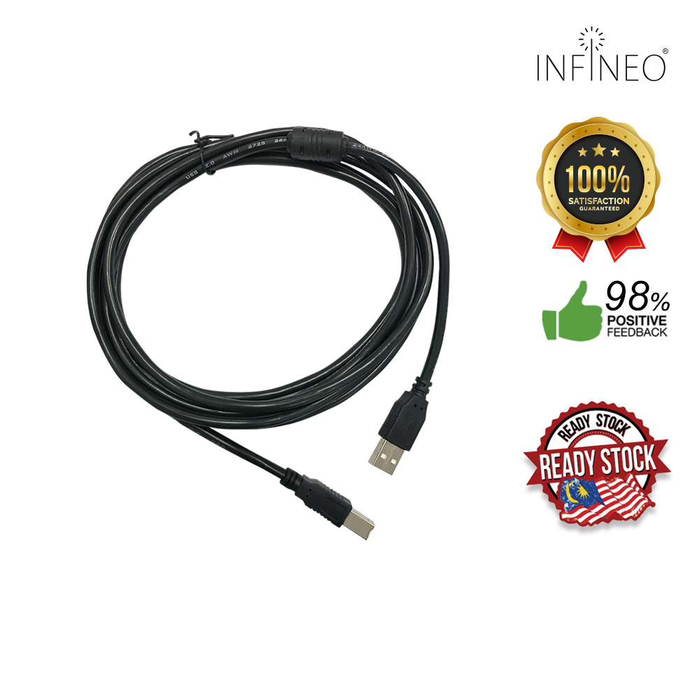 Usb 20 High Speed Printer Cable A To B Male 3 Meter Shopee Malaysia 5994