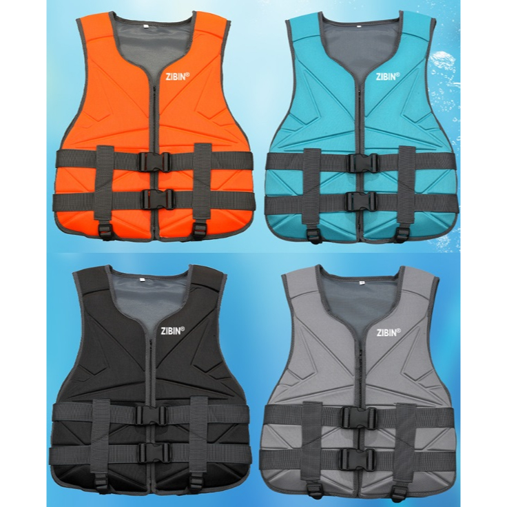 Zibin Neoprene Water Sport Life Jackets TearResistant (Black / Orange