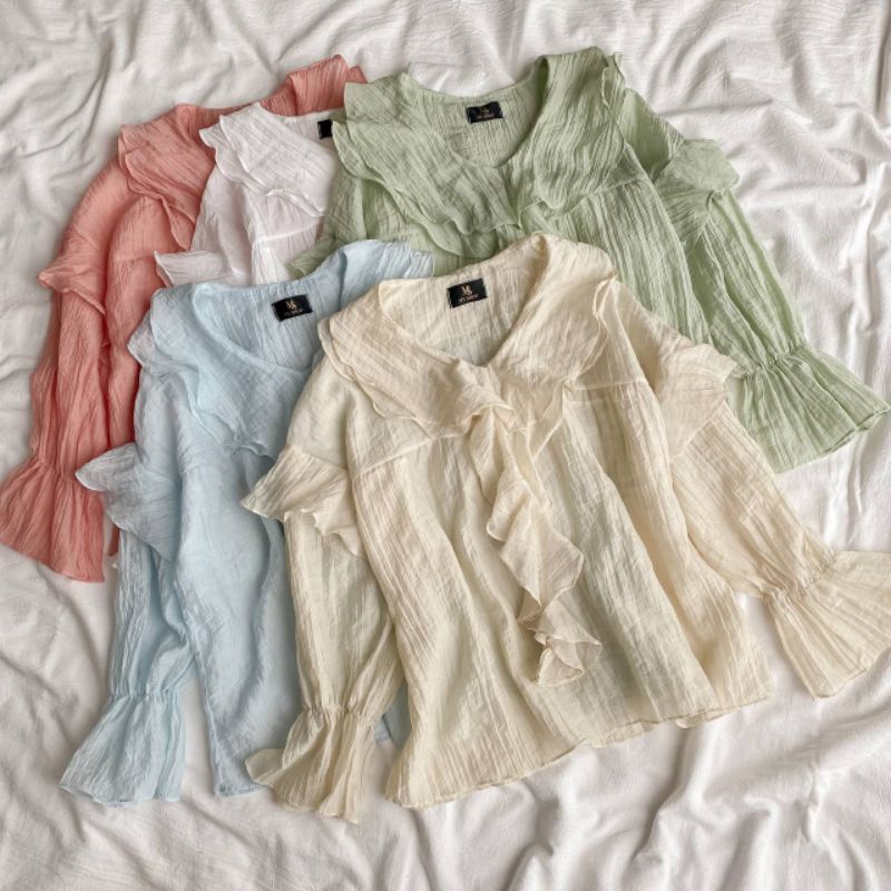 RHEA TOP | CRUMPLE CHIFFON BLOUSE | READY STOCK | Shopee Malaysia