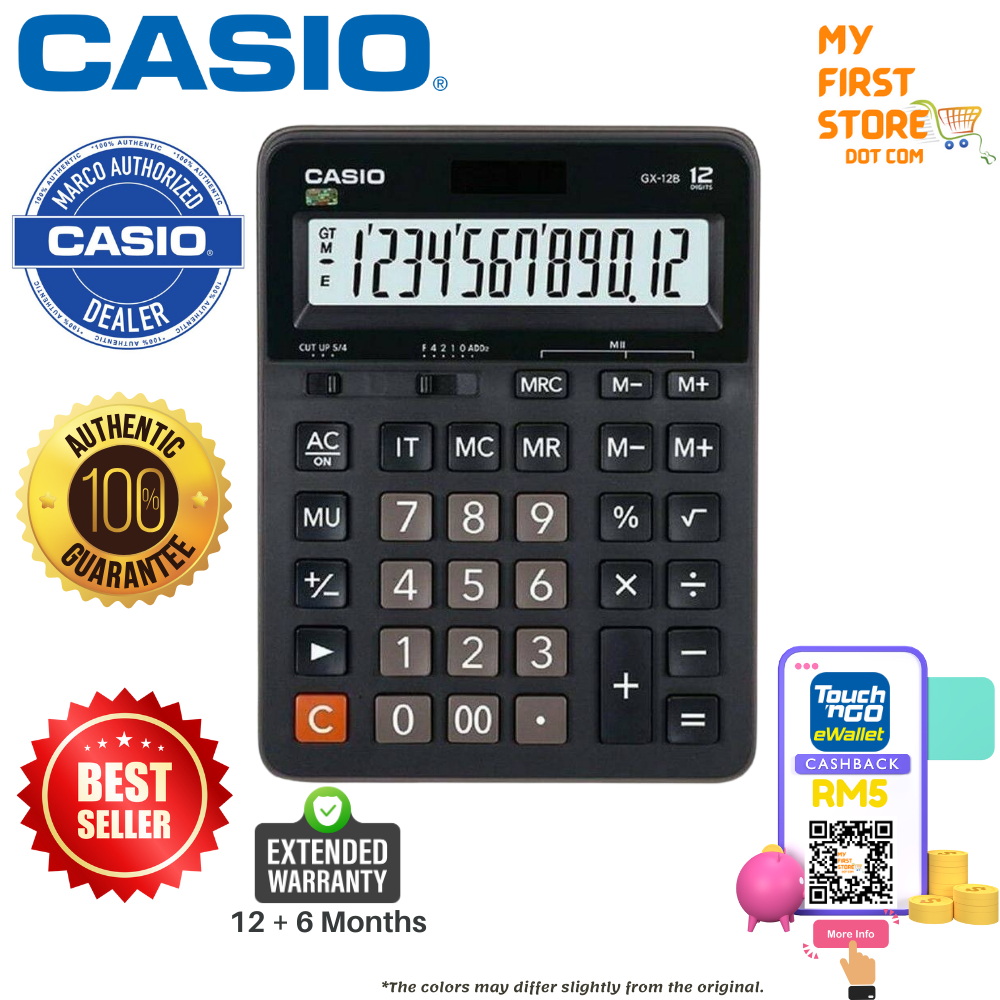Genuine Casio GX12B (Black) Value Series Desktop Type Calculator 12
