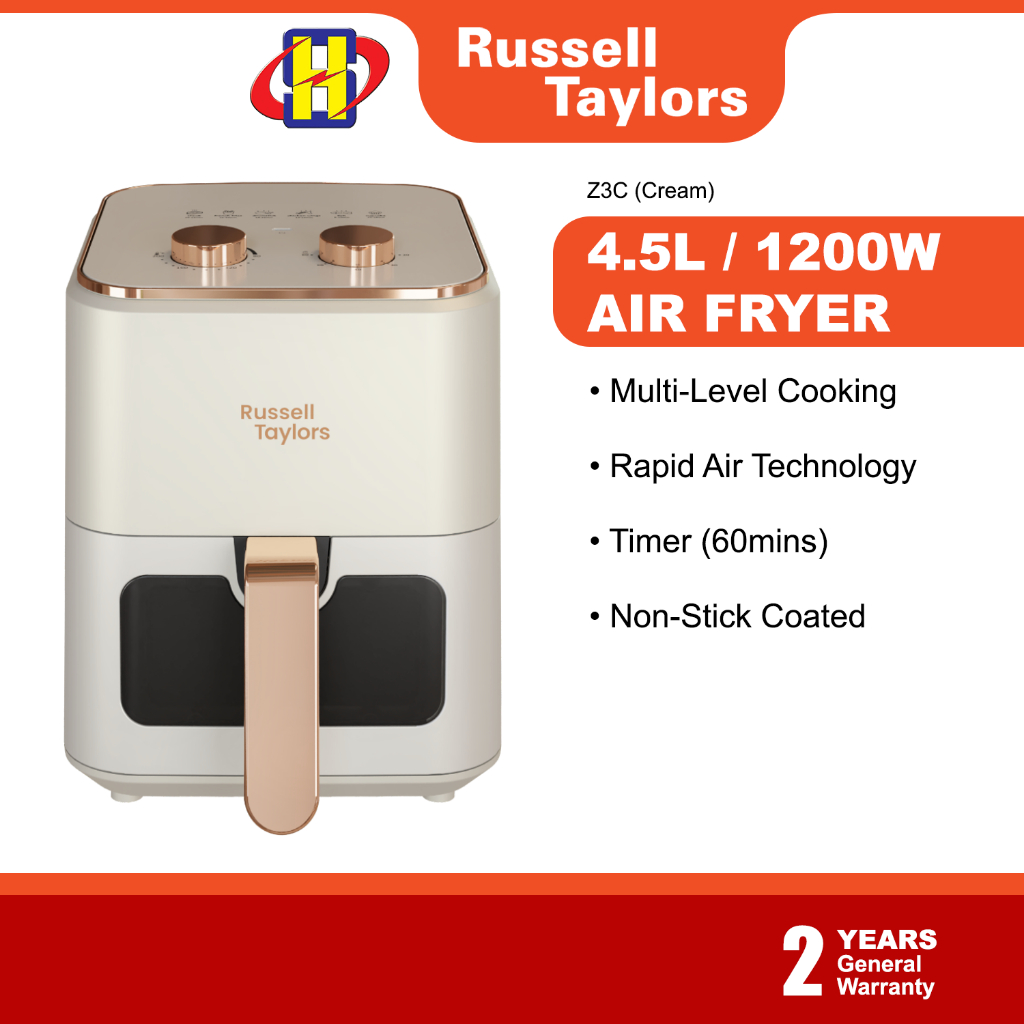 Russell Taylors Air Fryer (4.5L/1200W) Rapid Air Technology 3D Visible