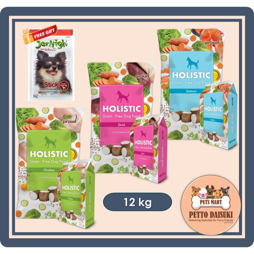 PROUD HOLISTIC 12kg Grain Free Dog Food - Chicken / Duck / Salmon ...