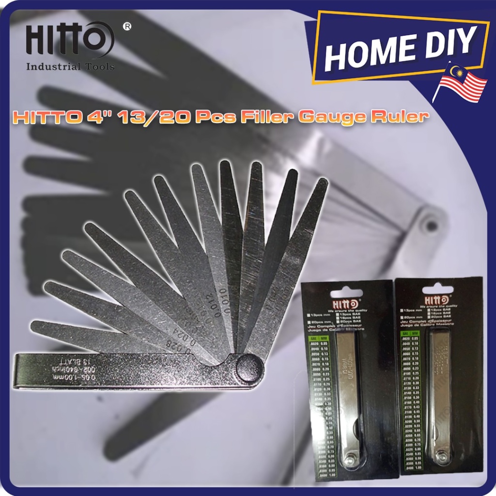 HITTO 4'' 13Pcs/20Pcs MM/INCH Feeler Gauge /Blades Thickness Gap Filler ...
