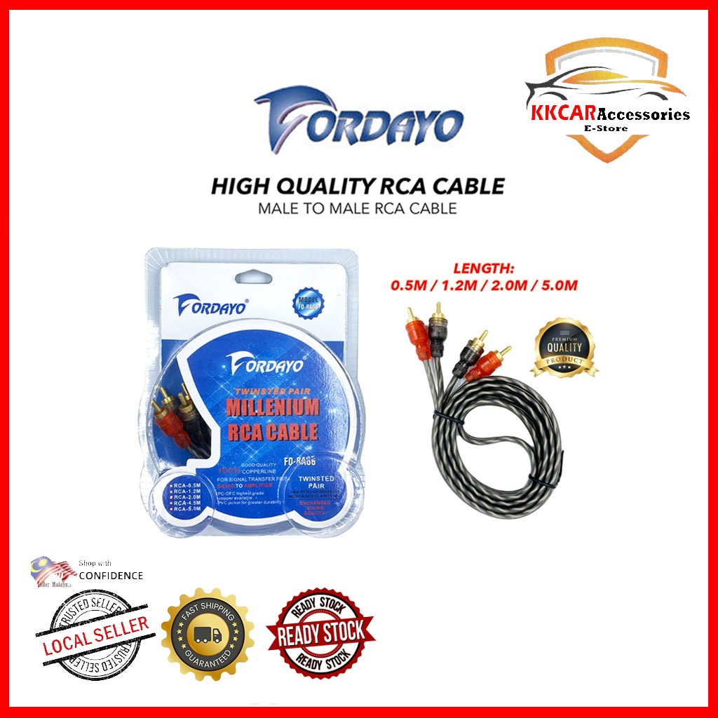 Fordayo RCA Cable Car Stereo Amplifier Audio Cable Shopee Malaysia