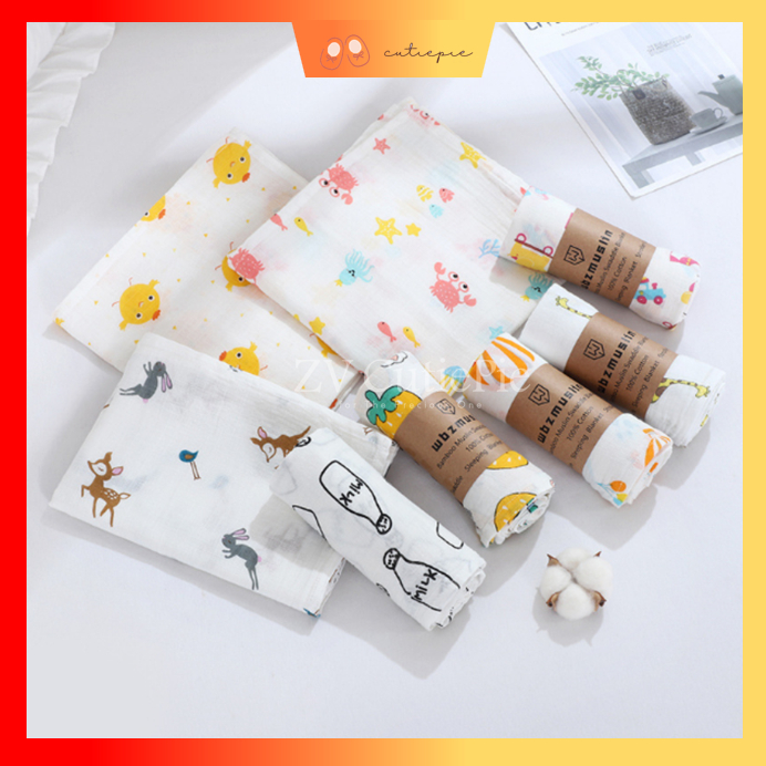 🔥READY STOCK 🔥110cm x 110cm Newborn Baby Muslin Swaddle Infant bamboo